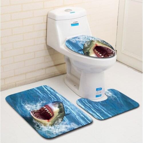Shark pineapple flower pattern Toilet Three-piece set Bathroom Decor Toilet Seat Mat Bath Mats Sets Bathroom Bathroom rug rugs