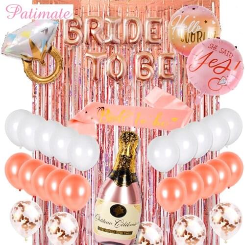 PATIMATE Rose Gold Foil Balloon Bride To Be Hen Party Decoration Wedding Bridal Shower Decorations Bachelorette Party Supplies