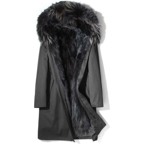 Real Fur Coat Natural Raccoon Fur Parka Winter Jacket Men Streetwear Warm Parkas Plus Size Jackets Manteau MG-16-170109 MY2013