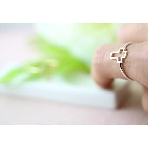 Newest Listed Simple Hollow out Cross Line Ring Jewelry gift idea