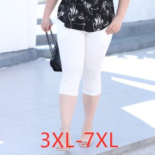 New 2021 Korea summer plus size shorts for women large slim elastic casual black white pocket cotton shorts 3XL 4XL 5XL 6XL 7XL