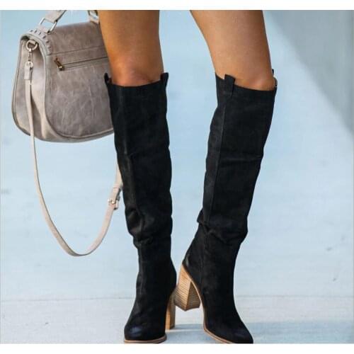 New Classic High heels Autumn Early Winter Shoes Women Black Heel Boot Fashion Genuine Leather Womens Boots Woman Long Boots