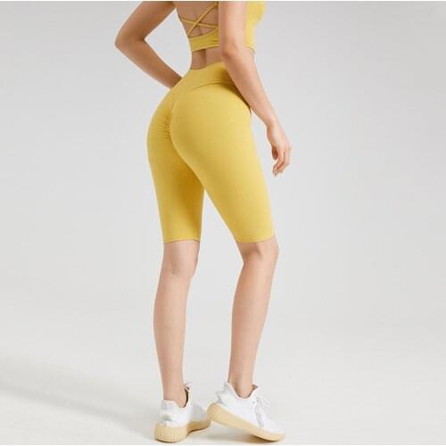 New Product Shiny Fitness Shorts Female Letter Print Quick-Drying Sport Training High Waist Elastic Tight Yoga Five-Point Shorts