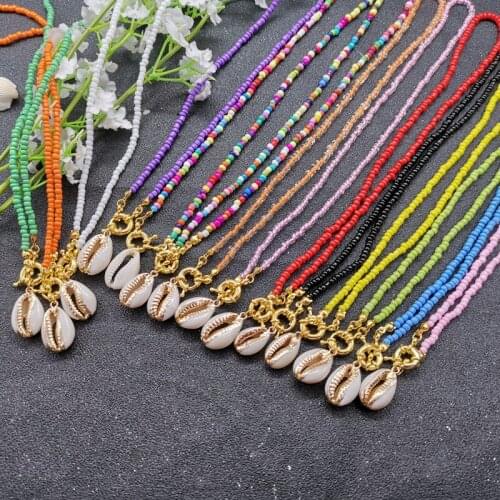 Many styles glass beads for making Choker Necklace For Women Bohemian Shell Pendant Necklace Female Fashion Beach Jewelry 2019
