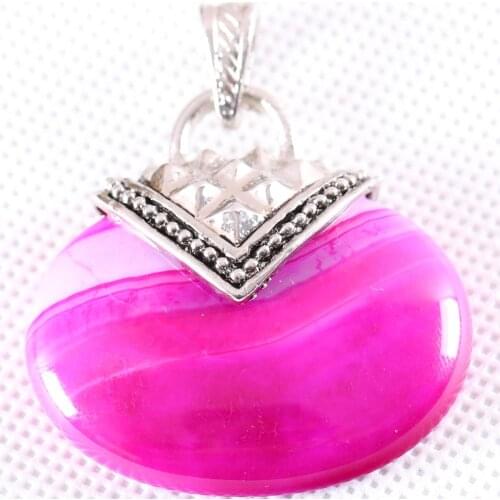 Necklace Pendant 40x40MM Oval CAB Cabochon Natural Stone Rose Red Veins Onyx Bead Jewelry Gift 1Pcs K1171