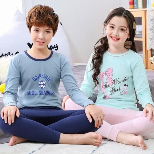 Children Pajamas Kids Boys Sleepwear Girls Night Suit Pajama Winter Cotton Set Long sleeve Homewear Pyjamas Kids Teenage Clothes