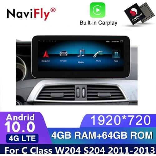 HD1920*720 4GB+64GB android 10 car gps navigation radio player for Mercedes benz C Class W204 S204 2011 2012 2013 NTG4.5 WIFI BT