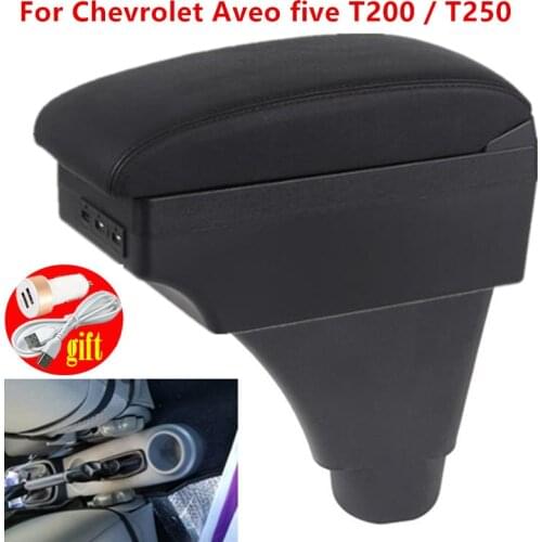 For Chevrolet Aveo/Lova T200/T250 Armrest Car Center Centre Console Storage box Armrest box USB Charging