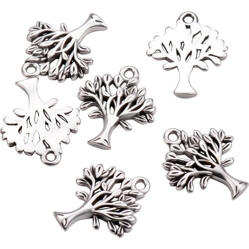 5pcs/lot Stainless Steel Tree of Life Charms for Jewelry Making DIY Pendant Findings Necklace Bracelet Accessories