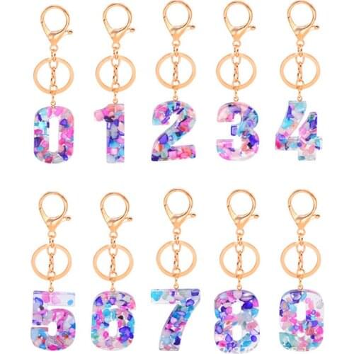 Resin Keychains for Women Gold Foil Bag Pendant Charms Handbag Accessories Tassel Key Rings 0-9