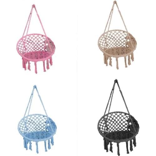 Nordic Hammock Chair Swing Rope Indoor Garden Outdoor Round Seat Adult Kids Swinging Hanging Single Safety Chair Hammock 4Colors