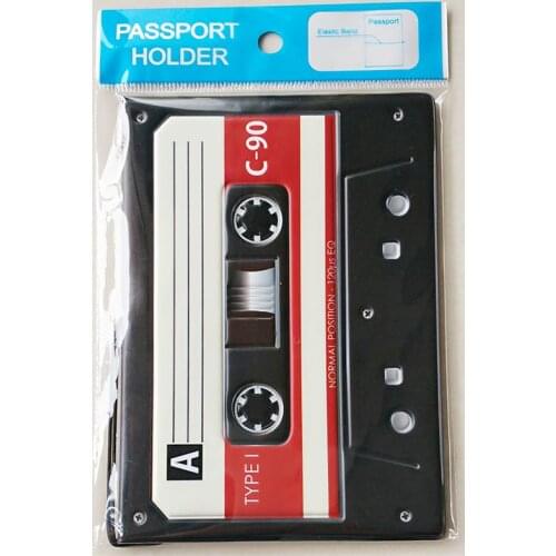 Vintage Audio Tape Passport Cover for Travel,Passport Holder Thick PVC Leather Passport Bag Size:10*14CM Passport Case Wallets