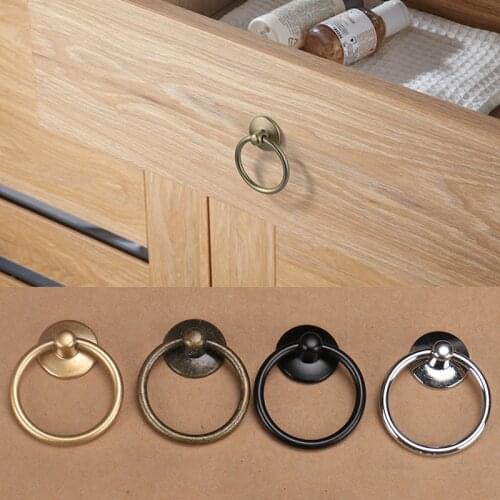 2Pc Vintage Round Ring Furniture Door Pull Handle Alloy Cabinet Dresser Drawer Knobs Handle Cupboard For Jewelry Box Door Ring
