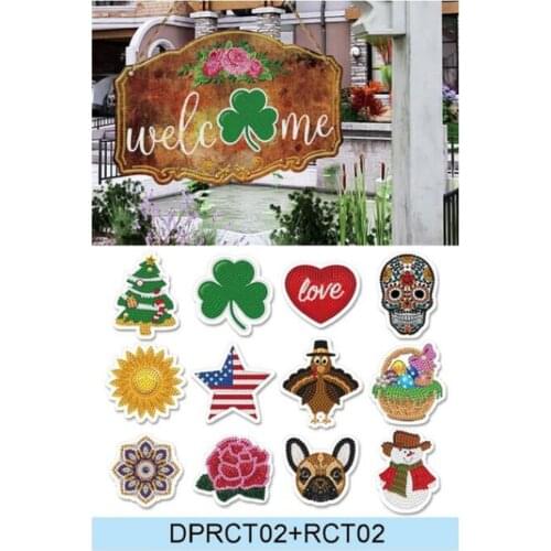 Iron Sheet Diamond Painting Door and Window Decorative Painting with Replacement Magnet Door Welcome Sign