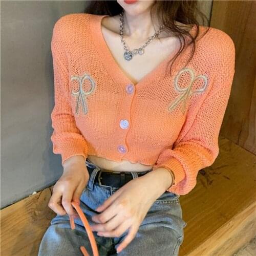 Woman Sweaters Cardigan Short Outer Wear Knitted Cardigan Shawl Summer Ice Silk Sun Protection Clothing Coat Sueters De Mujer