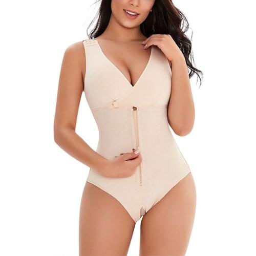 Womens Plus Size Body Shaper Shapewear Bodysuit Corset Zipper Slimming Overbust Full Body Shaper Waist Trainer Corset Bodysuit