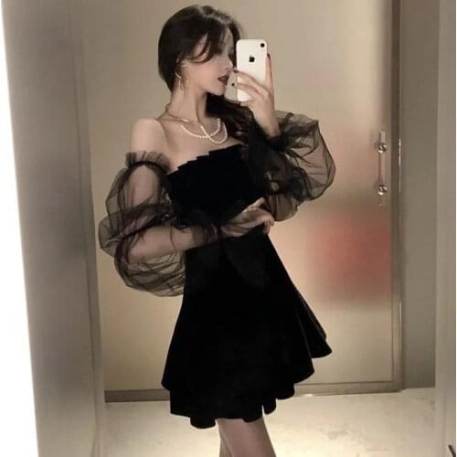 Fairy Dress super FAIRY DRESS spring and summer new student high waist off shoulder skirt dress for women