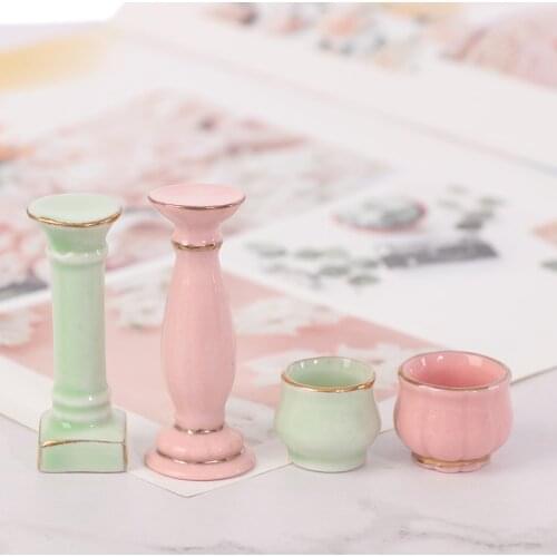 1:12 Dollhouse Miniature DIY Garden Rome ceramics Flower Pot Exterior Decoration Dolls Accessories