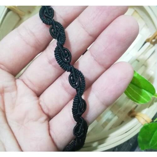 1Yards High Quality Lace Fabric Trim 1.2CM Lace Ribbon Guipure Black Lace Material Ribbon Sewing Clothing Trimmings encajes YU16