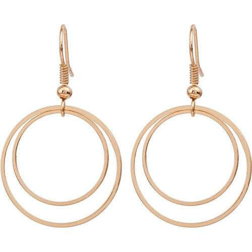 10 pairs/lot Double Circle Drop Earrings Women Gold Silver Plated Round Charm Dangle Earring Eardrop Ear Jewelry Accessories
