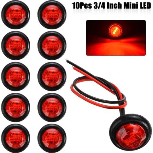 10pcs ABS Plastic Red Mini Round LED Side Mark Indicator Lights Tail Lamp For 12V 4A Car Auto Truck Trailer