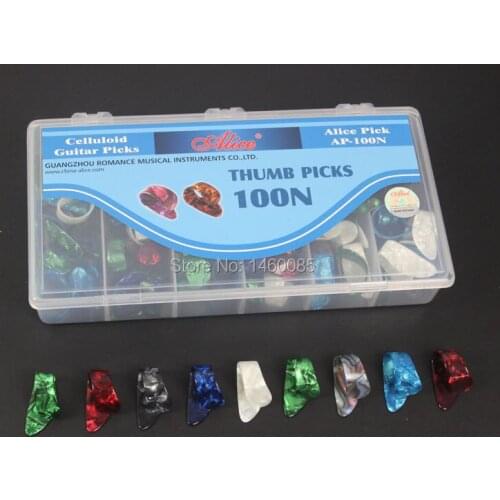 100pcs Alice AP-100N Box-packed Celluloid Guitar Picks Thumb Picks With Case