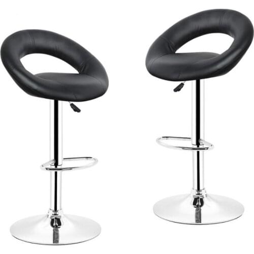 2Pcs/Set Bar Stool PU Leather Lounge Chairs Bar Chair Lift Height Adjusted Swivel Leisure Home Office Kitchen Backrest Chair HWC