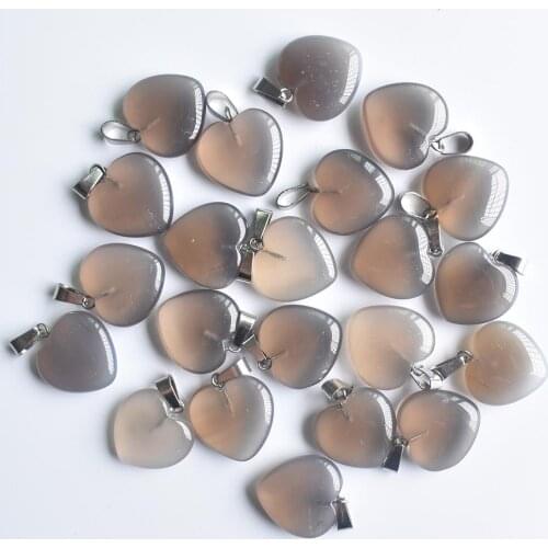 2020 fashion top quality natural grey onyx heart charms pendants for jewelry making 20mm 50pcs/lot Wholesale free shipping