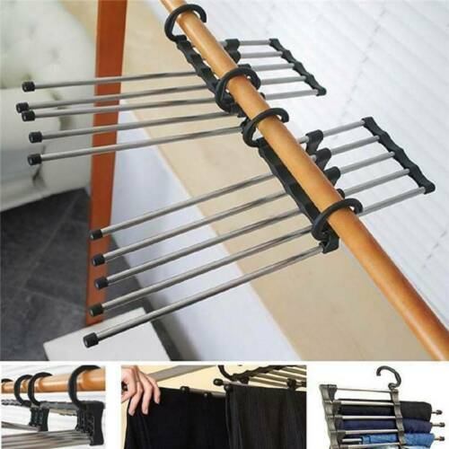 5 in1 Multi-functional Pants rack shelves Stainless Steel Wardrobe Magic Hanger
