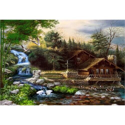 5D DIY Diamond Painting "Dream Cottage " 60x40cm Embroidery Full Round Diamond Cross Stitch Rhinestone Mosaic Painting Decor