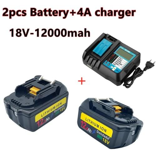 New bl1860 rechargeable battery 18 V 12000mah Makita Li ion 18 V battery bl1840 bl1850 bl1830 bl1860b LXT 400 + charger