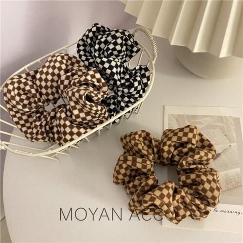 Free shipping Fashion women plaid printed Hair bands summer hair Scrunchies girls cute Accessories vintage Ponytail Holder