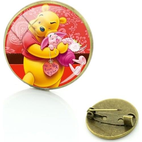 Disney Winnie The Pooh Jumping Tiger Piglet Brooch Jewelry Badge Cabochon Glass Pin Brooch Gift Mens And Womens Brooch