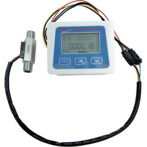 Battery Type Display Water Flow Sensor Meter Sea zhong jiang Digital Flowmeter and Flow Sensor G1/4 Temperature Measurement