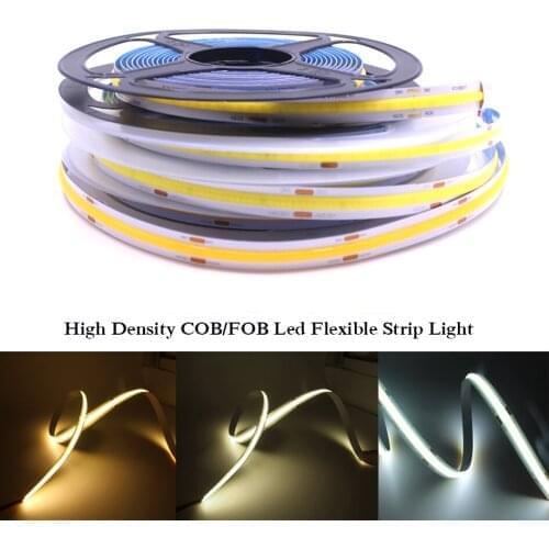 High Density COB/FOB Led Flexible Strip Light DC12V 24V white FOB High Density Dimmable Tape for Cupboard Wardrobe Decor
