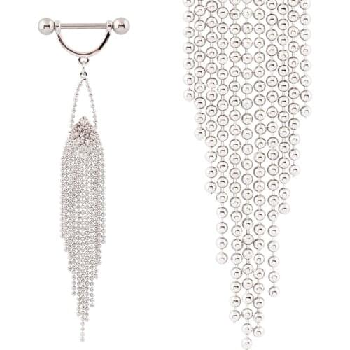 Nipple rings Dangle Claw chain tassel Nickel-free woman body piercing jewelry Wholesale lot 14G 316L Surgical Steel bar TAIERS