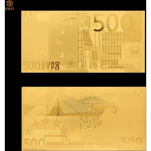 Replica Currency Souvenir Gift Europe 500 Euro Gold Foil Banknotes Paper Money Pure 24k Gold Value Collection