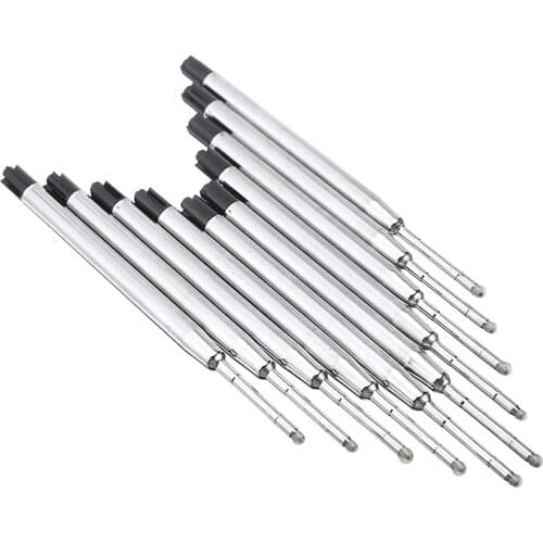 10pcs/lot Metal Pen Refills School Office Stationery Ballpoint Pen Refill Medium for Parker Stationery Gifts Supplies
