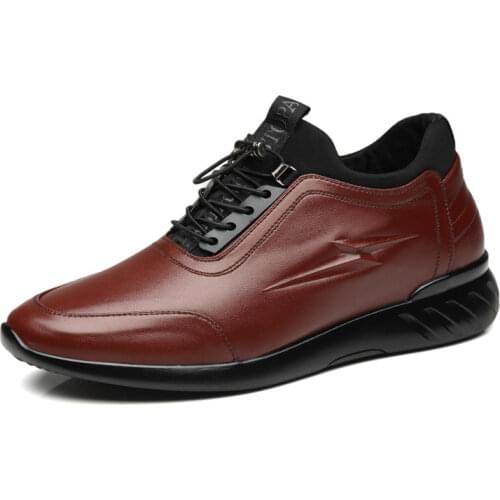 2020 6cm Height Increasing Mens Cow Leather Shoes Fashion British Casual Leather Shoes New Autumn Man Leather Shoes