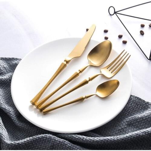 4pc Dinnerware Sets Stainless Steel Spoons Forks Cutlery Rainbow Dinner Set Knife Fork Spoon Silverware Set Kitchen Tableware