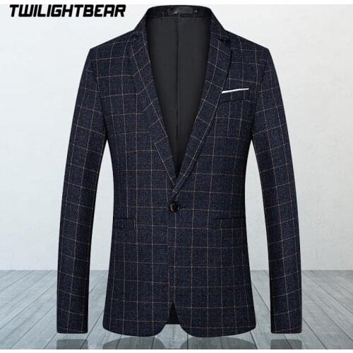 New Men Blazers 4XL 5XL 2020 Spring British Style Plaid Male Slim Fat Business Casual Blazer Coat Men Brand Outwear Jacket BF771
