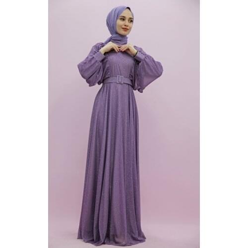 New Season Summer Trend Muslim Dress Silvery Yarasakol Hijab Evening Dress Lilac