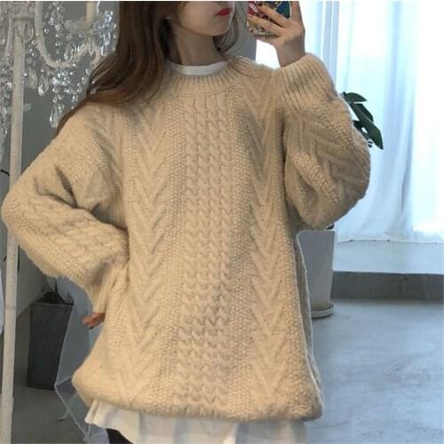 New Winter Sweater Women Pullover Girls Tops Knitting Vintage Long Sleeve Autumn Female Knitted Outerwear Warm Sweaters Oversize