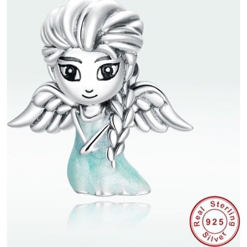 Original Snowflake Fairy Beads 925 Sterling Silver Charm fit Bracelet Ice and Snow Princess Cute Anime Character Jewelry