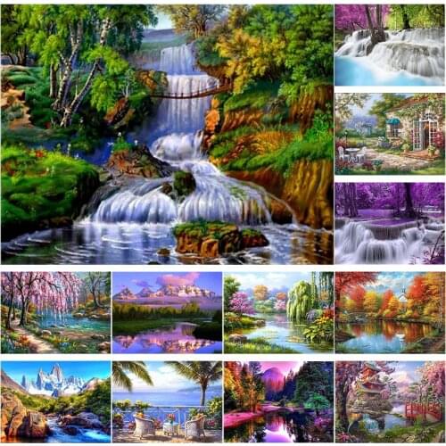 Scenery Painting with Diamond Mosaic Landscape Diamont Paintings Full Drill Embroidery Cross Stitch Home Arts Crafts Decorative