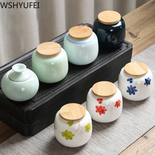 Portable Ceramic tea caddy Mini oolong tea storage tank travel Tea Boxes Sealed Jar tea containers coffee canister Spice jar