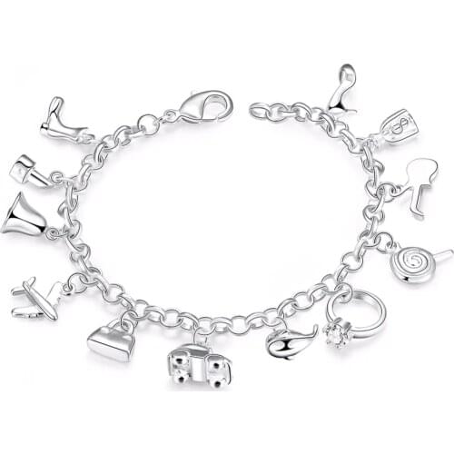 Selling 925 sterling silver jewelry urban women fashion accessories personalized car horn high heels pendant bracelet