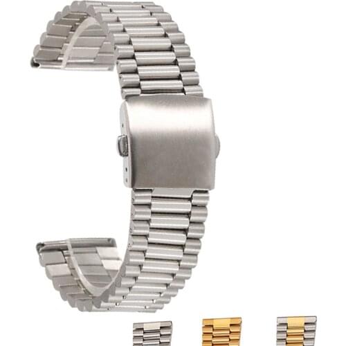BEAFIRY Stainless Steel Watch Band 12mm 14mm 16mm 18mm 20mm Watchband High Quality Wristwatches Strap Silver Gold