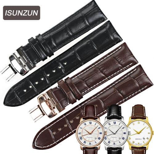 ISUNZUN WatchBand For MIDO Baroncelli M8600B Genuine Leather Watch Straps 20MM Leather Watch Strap Brand Watchbands