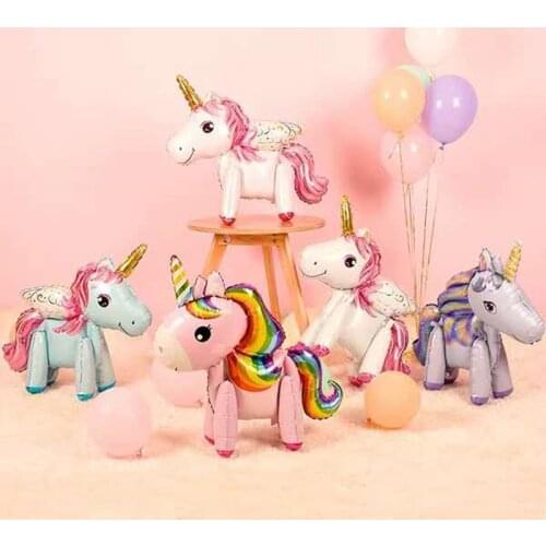 Pink Blue 3D Horse Unicorn Balloons Happy Birthday Unicorn Party Decorations Foil Balloon Kids Animal Toys Baby Shower Globos